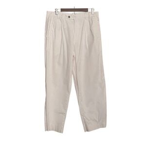 Gant Salty Dog Mens 34 Pleated Chino Pants Cream Cotton Relaxed Fit Off-White
